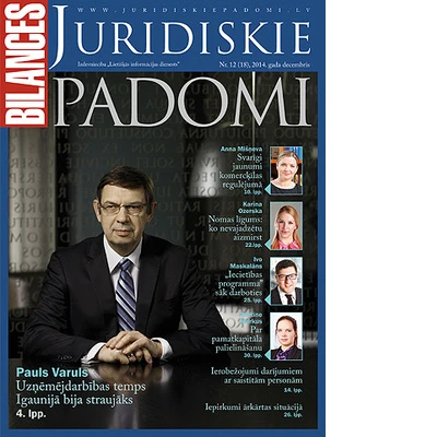 Žurnālā BILANCES JURIDISKIE PADOMI decembra numurā lasiet