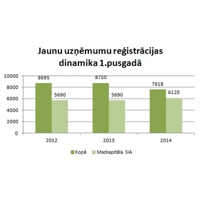 Mazkapitāla SIA veido 80,33% no visiem šogad reģistrētajiem jaunajiem uzņēmumiem
