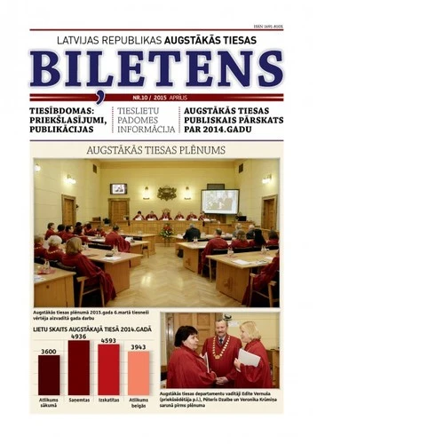 Augstākās tiesas biļetenā publicēts pārskats par tiesas darbu 2014.gadā, audzis administratīvo lietu skaits