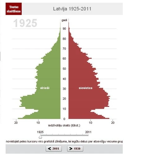 Statistikas pārvalde piedāvā aplūkot "iedzīvotāju eglīti" - vizuālu informāciju par tautas skaitīšanas rezultātiem