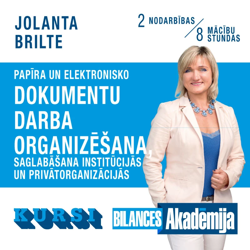Kursi "Dokumentu darba organizēšana" interneta tiešraidē (20.04.2022. - 27.04.2022.)
