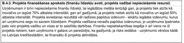 4. attēls Autores sagatavota projekta pieteikums EPS