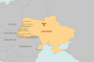 Galvenie autoceļu robežšķērsošanas punkti uz Eiropas Savienības un Ukrainas robežas