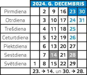 Kalendārs 2024. gada decembris