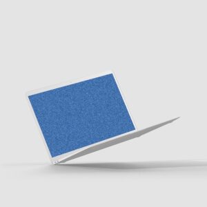Front View Floating White Laptop With Realistic Shadows Leaning on the Left Corner